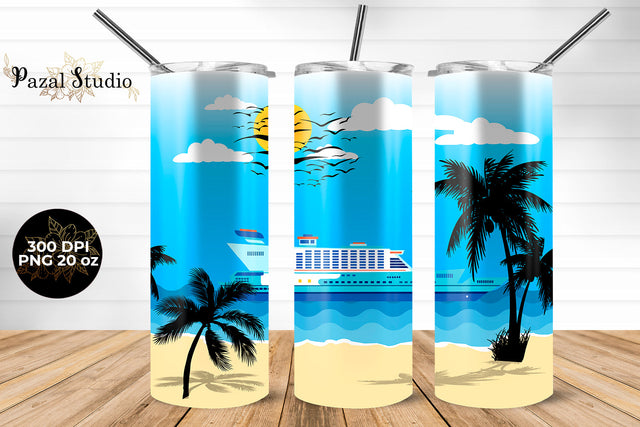 Summer Beach Vacation Cruise Tumbler Wrap Design 20 oz Sublimation Pazal Studio 