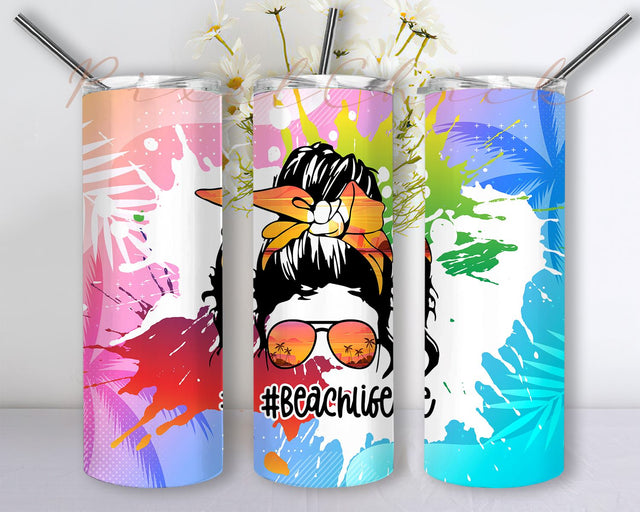 Summer Beachlife Tumbler, Beach Tumbler Sublimation Design, 20 oz Skinny Tumbler Wrap Sunset, Summer Sublimation Tumbler Design Sublimation PixelChick 