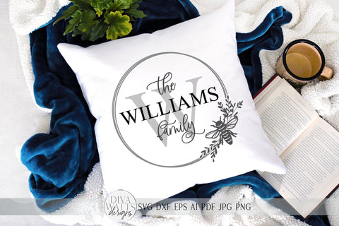 Summer Bee Monogram Wreath SVG | Farmhouse Sign SVG | dxf and more! SVG Diva Watts Designs 