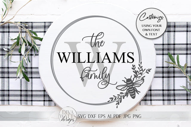 Summer Bee Monogram Wreath SVG | Farmhouse Sign SVG | dxf and more! SVG Diva Watts Designs 