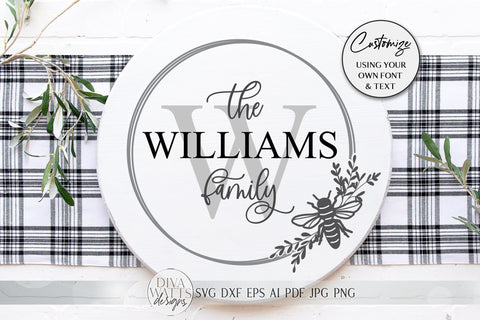 Summer Bee Monogram Wreath SVG | Farmhouse Sign SVG | dxf and more! SVG Diva Watts Designs 