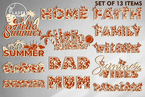 SUMMER Bundle Laser Cut Files and Scrapbooking Template SVG LaserCutano 