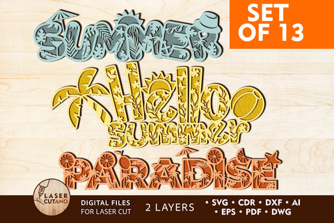 SUMMER Bundle Laser Cut Files and Scrapbooking Template SVG LaserCutano 