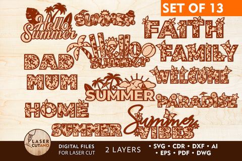SUMMER Bundle Laser Cut Files and Scrapbooking Template SVG LaserCutano 