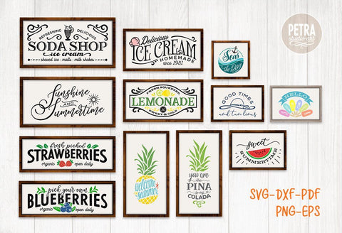 Summer Bundle of 22 Sign and T-shirt Designs for Summer Beach Vacation SVG Petra Studio Art 