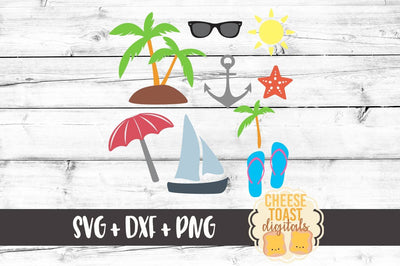 Summer Bundle - Palm Trees - Boat - Sunglasses - Anchor - Flip Flops SVG Cheese Toast Digitals 