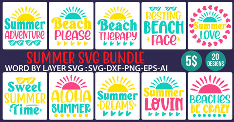 Summer Bundle SVG, Beach Svg, Summertime svg, Funny Beach Quotes Svg, Summer Cut Files, Summer Quotes Svg, Svg files for cricut, Silhouette SVG designmaster24 