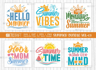 Summer Bundle Vol-03 SVG Cut File | Beach Life Svg | Hello Summer Svg | Summer Vibes Svg | Less Mondays More Summer Svg | Hot Mom Summer Svg | Aloha Summer Svg | Summer Lovin Svg | Quote Design SVG ETC Craft 