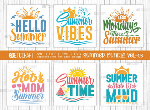 Summer Bundle Vol-03 SVG Cut File | Beach Life Svg | Hello Summer Svg | Summer Vibes Svg | Less Mondays More Summer Svg | Hot Mom Summer Svg | Aloha Summer Svg | Summer Lovin Svg | Quote Design SVG ETC Craft 