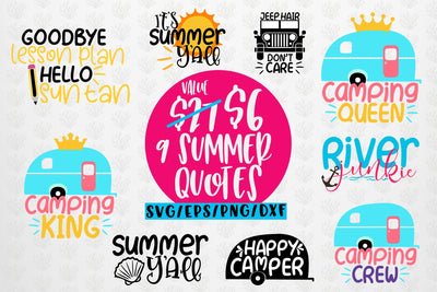 Summer & Camping Svg Bundles - 9 Svg EPS DXF PNG Cut File SVG CoralCutsSVG