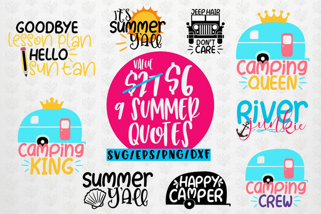 Summer & Camping Svg Bundles - 9 Svg EPS DXF PNG Cut File SVG CoralCutsSVG
