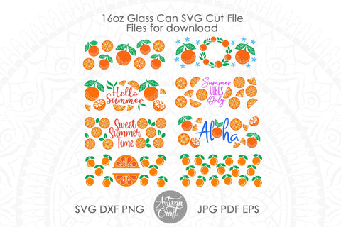Summer can glass SVG bundle with orange SVG Artisan Craft SVG 