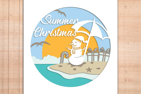 Summer Christmas - 3D Layered Paper Cut SVG SVG Slim Studio 
