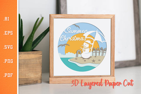 Summer Christmas - 3D Layered Paper Cut SVG SVG Slim Studio 