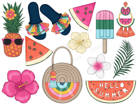 Summer Clip Art Bundle | Bright Planner Graphics Sketch DESIGN GlamArtZhanna 