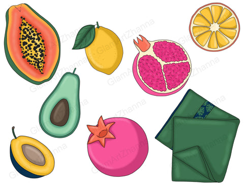 Summer Clip Art Bundle | Bright Planner Graphics Sketch DESIGN GlamArtZhanna 