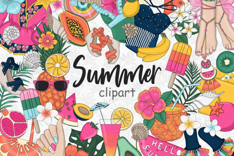 Summer Clip Art Bundle | Bright Planner Graphics Sketch DESIGN GlamArtZhanna 