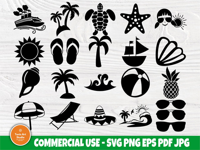 Summer Clipart, Beach Svg, Sunglasses, Palm Tree SVG TonisArtStudio 