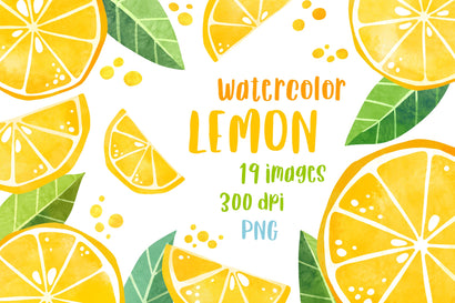 Summer clipart Watercolor lemon clipart PNG Watercolour citrus clipart bundle Sublimation GreenWolf 