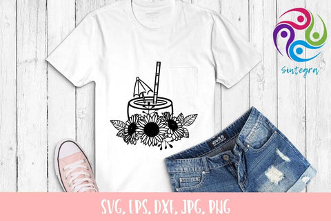Summer Cocktail With Sunflowers Svg File SVG Sintegra 
