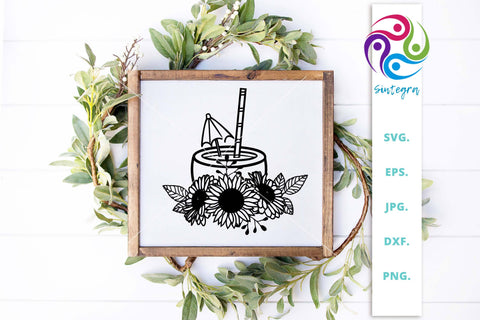 Summer Cocktail With Sunflowers Svg File SVG Sintegra 