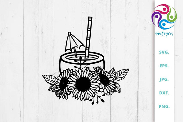 Summer Cocktail With Sunflowers Svg File SVG Sintegra 