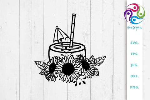 Summer Cocktail With Sunflowers Svg File SVG Sintegra 