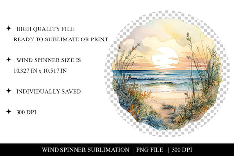 Summer Days At The Beach Wind Spinner Sublimation PNG Sublimation BijouBay 
