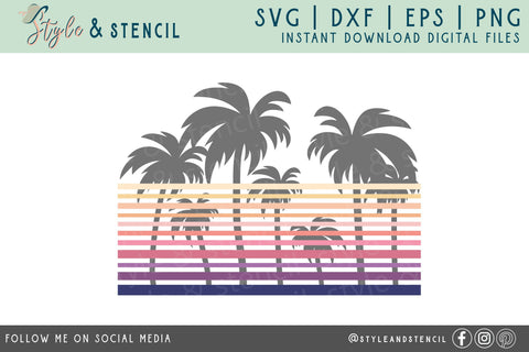 Summer Design | Summer SVG | Palm Tree SVG Style and Stencil 