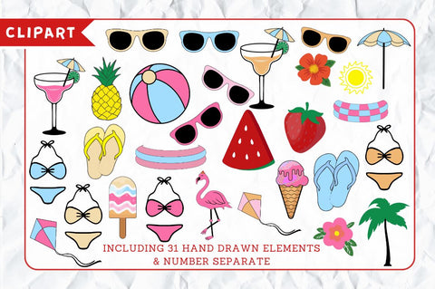 Summer Doodle Alphabet Bundle with Hand Drawn Clipart Font Regulrcrative 