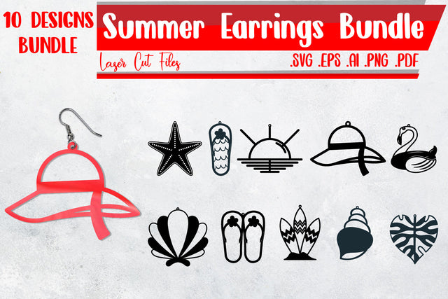 Summer Earrings Bundle - svg eps ai png pdf SVG zafrans studio 