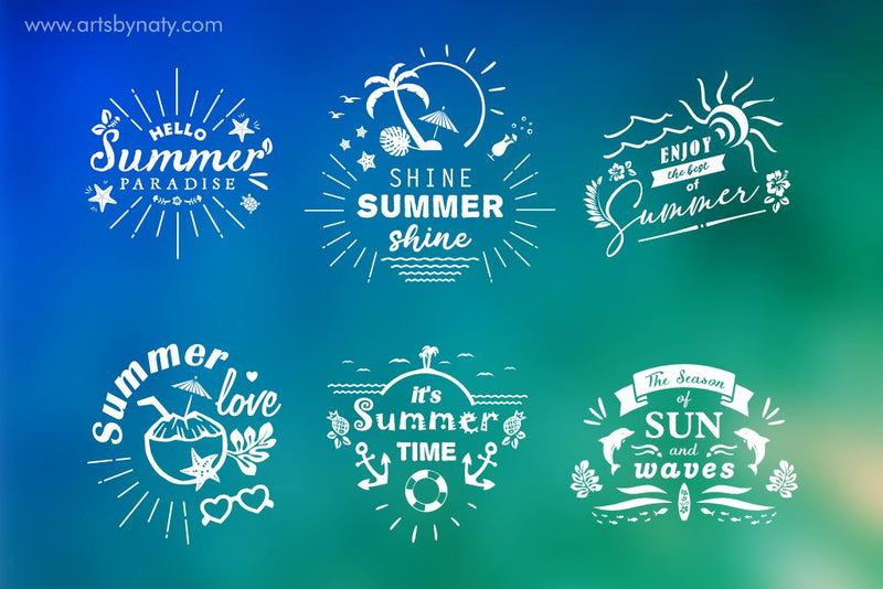 Summer emblems and quotes for printing and sublimation. SVG Arts By Naty 