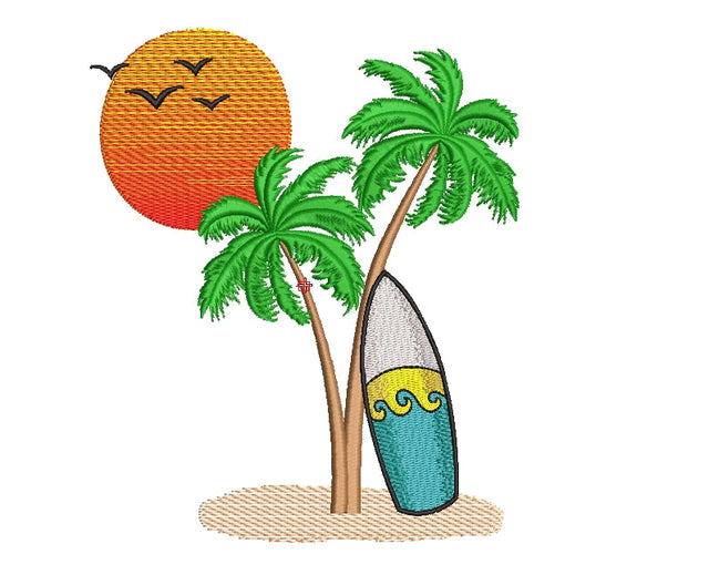 Summer embroidery desing, Beach embroidery designs, surf on the beach, 4 sizes, Instant download Embroidery/Applique DESIGNS ArtEMByNatalia 