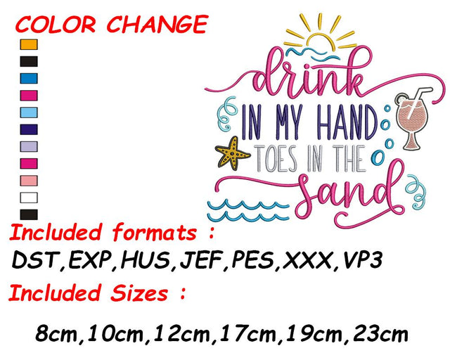 Summer Embroidery, Vacation Embroidery, Summer File, Summer Sayings, Beach Party, Funny Summer Embroidery/Applique DESIGNS SVG Digital Designer 