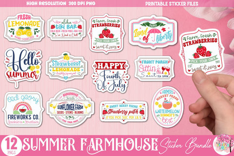 Summer farmhouse Sticker Bundle Sublimation DESIGNS DARK 