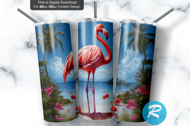 Summer Flamingo 20 Oz / 30 Oz Tumbler PNG Sublimation Regulrcrative 