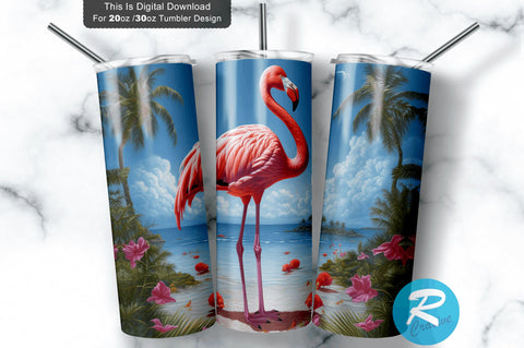 Summer Flamingo 20 Oz / 30 Oz Tumbler PNG Sublimation Regulrcrative 