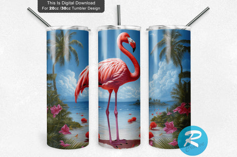 Summer Flamingo 20 Oz / 30 Oz Tumbler PNG Sublimation Regulrcrative 