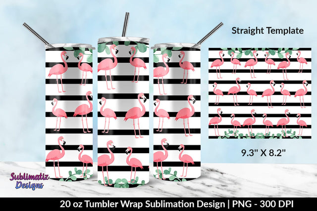 Summer Flamingos Pattern 20oz Skinny Tumbler Wrap Sublimation Design Sublimation Sublimatiz Designs 