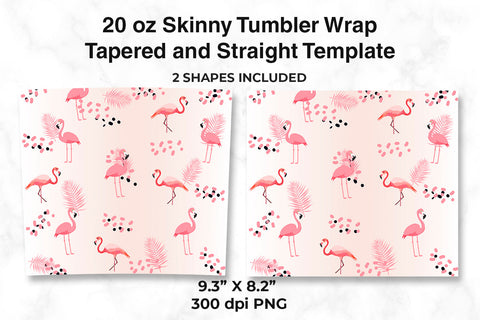 Summer Flamingos Tropical Pattern 20 oz Skinny Tumbler Wrap Design Sublimation Sublimatiz Designs 