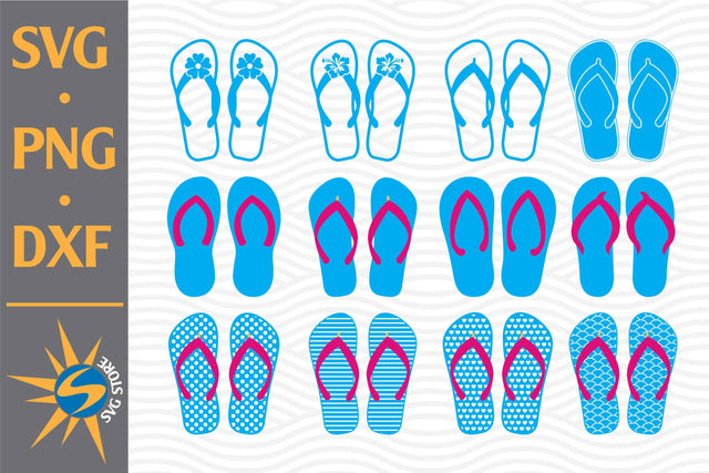 Summer Flip Flops SVG, PNG, DXF Digital Files Include SVG SVGStoreShop 