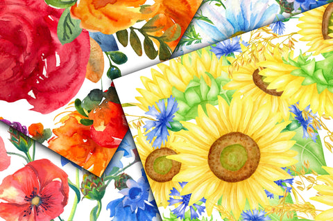 Summer Floral Digital Papers Digital Pattern Old Market 