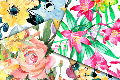 Summer Floral Digital Papers Digital Pattern Old Market 