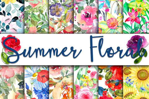 Summer Floral Digital Papers Digital Pattern Old Market 