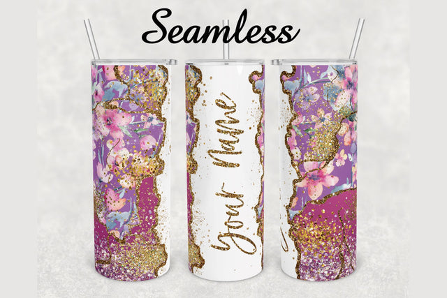 Summer Floral Glitter Marble Tumbler sublimation design 20 oz skinny tumbler wrap Sublimation BambinaCreations 