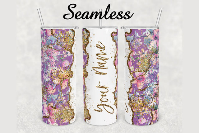 Summer Floral Gold Glitter Marble Tumbler sublimation design 20 oz skinny tumbler wrap Sublimation BambinaCreations 
