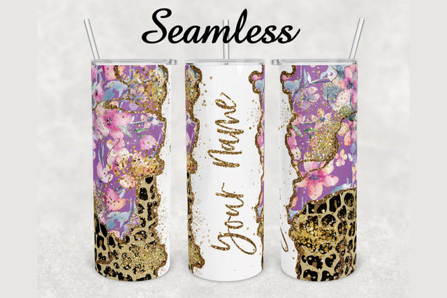 Summer Floral Leopard Agate Tumbler sublimation design 20 oz skinny tumbler wrap Sublimation BambinaCreations 