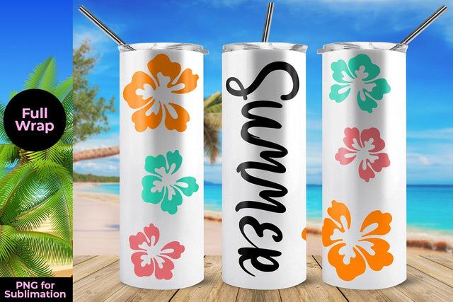 Summer & Flowers 20oz Skinny Tumbler Wrap Template Sublimation Sublimatiz Designs 