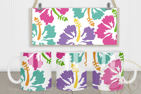 Summer Flowers Sublimation Designs for Mugs, Tropical, 11oz, 15oz Sublimation Marlene Campos 