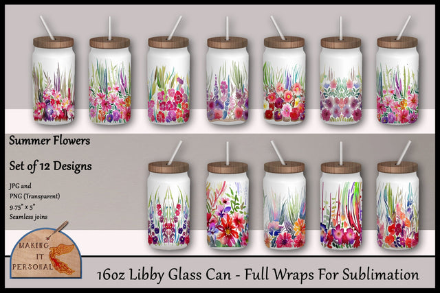 Summer Flowers - Sublimation | Libby Glass Mug | PNG file Sublimation Making it Personal 